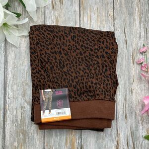 Womens Leopard Print Mid Rise Rib Waistband Jeggings Pants Size M